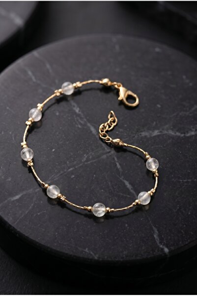 Mijja Gold Color Lacquer Finish Tarnish Resistant Crystal Quartz Natural Ston...