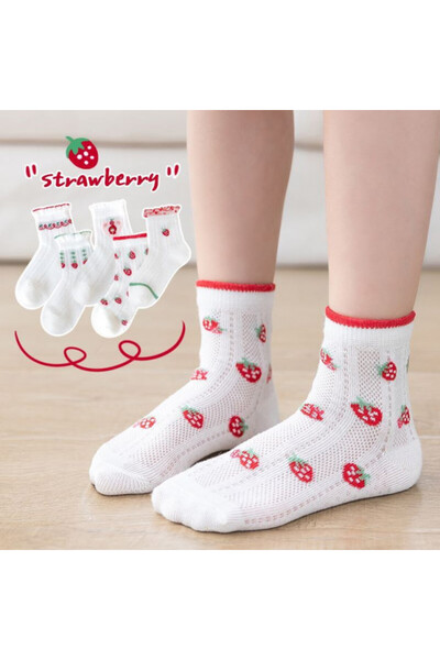 Superbaby Set 5 perechi de sosetele pentru fetite - Capsunele