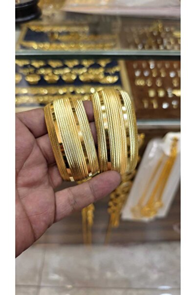 barisiva gold 22 AYAR ALTIN KAPLAMA 3 CM ENİNDE ŞIK DESENLİ BİLEZİK 1 ADET Fİ...