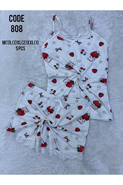 BELLEVRA Embroidered white mini suspender women's pajamas suit