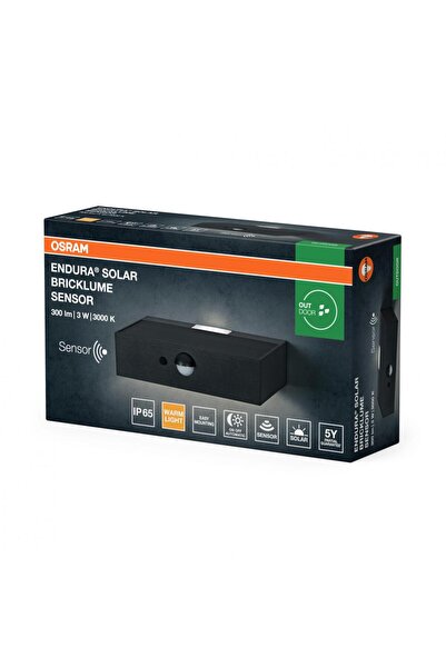 Osram Ендюра Солар Бриклюм Сензорна Стенна Лампа 3W 300lm 3000K IP65 Сив