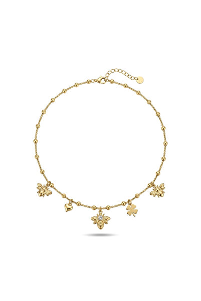 h&b design jewel Steel 5 Charm Bee Necklace
