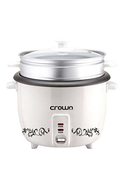 CROWNLINE جهاز طهي الأرز بالبخار سعة 2.8 لتر بقوة 700 واط أبيض/أسود/فضي
