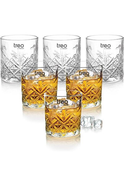 TREO by Milton Barley 340 Whiskey Glass Tumbler, Set of 6, 340 ml Each, Trans...