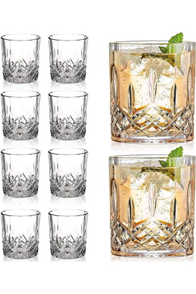 KASTWAVE Crystal Whiskey Glasses Set of 8, 11Oz Old Fashioned Glasses, Double...