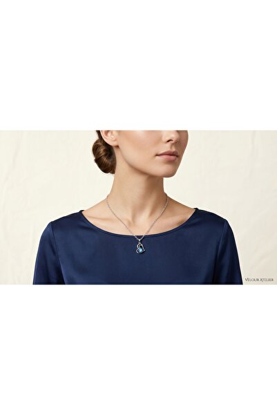 robel 💙 Elegant Blue Crystal Heart Pendant Necklace – Timeless Beauty & Grace