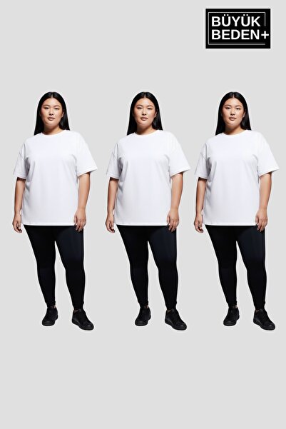 Superlife Big Size Women's Basic 3Xl-6Xl Crew Neck 3-Piece T-Shirt Set Spr26B...
