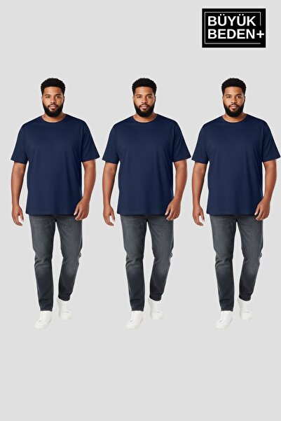 Superlife Big Size Men's Basic 3Xl-6Xl Crew Neck 3-Piece T-Shirt Set Spr26Bts...