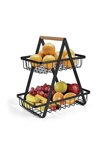 OEM Cos De Fructe,, Metal Lacuit, Nu Absoarbe Mirosurile, Maner Din Lemn, Negru