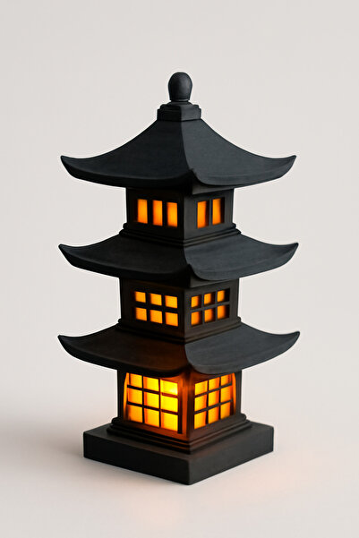 GAME SHOT Dekoratif Aydınlatma Mumluk Japon Fener Kulesi Lamba Plastiktir. Te...