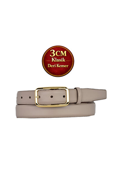 GoDeri Genuine Leather, 3 cm Gold Color Buckle, Mink, Stitched Classic Women'...