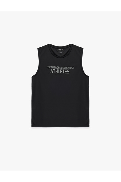 Koton Regular Fit Kolsuz Bisiklet Yaka Baskılı Spor Atlet