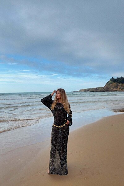 mylove Sequin Beachwear Knitwear Dress Black