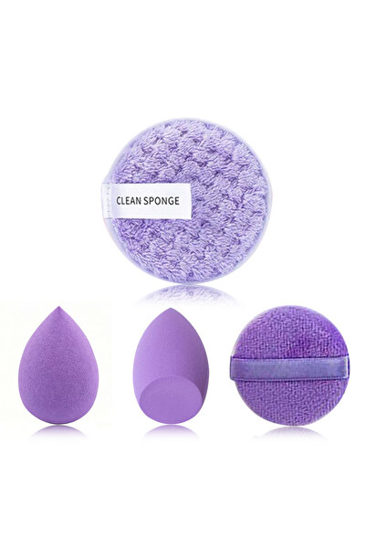 Choice24 4pcs purple 33pcs beauty set makeup kit large and small beauty spong...