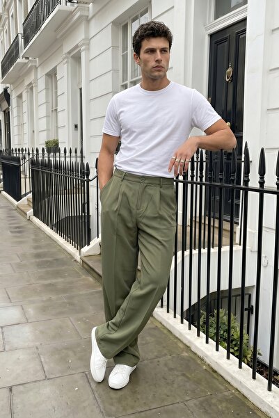 Livio Ferri Salto Double Fabric Pleated Men's Baggy Pants Wide Leg Trousers