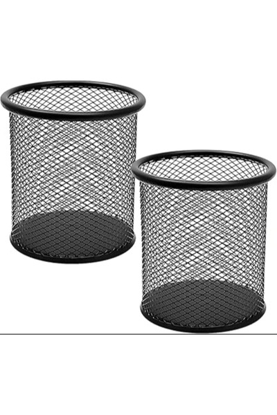 Generic 2-Pack Heavy Duty Black Wire Mesh Pen Cups & Pots - Metal Mesh Desk O...