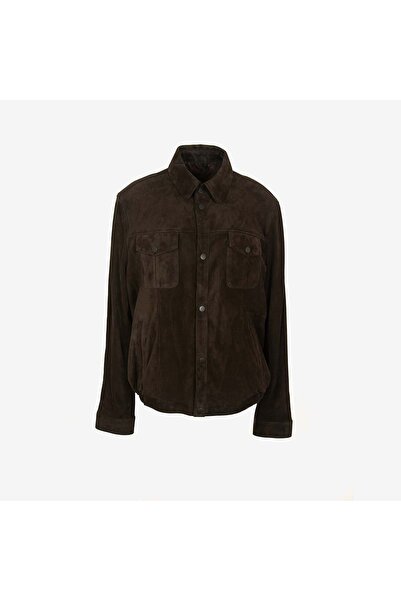 MOCASSINI Men's Shirt Collar Leather Suede Coat K-2657