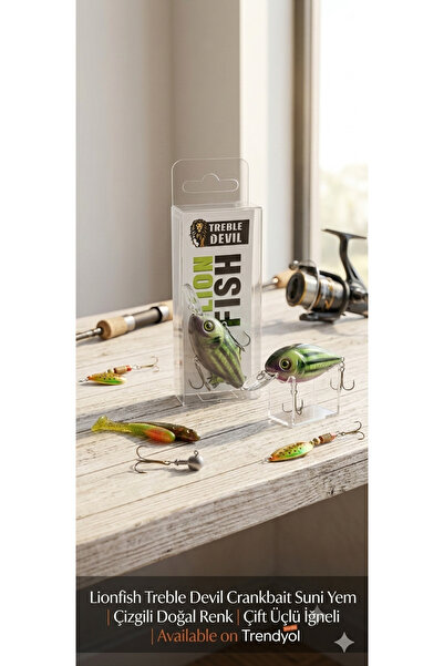 Lionfish Treble Devil Crankbait Suni Yemi - Çizgili Doğal Renk Maket Balık