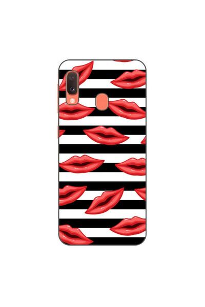 OEM Husa compatibila cu Samsung Galaxy A20e Silicon Gel Tpu Model Striped Kisses