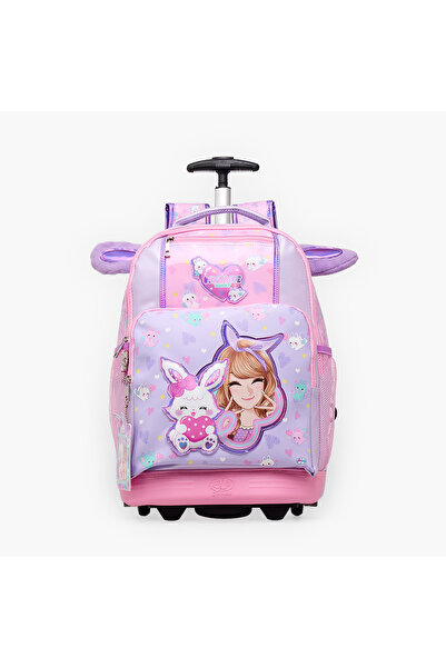 minmie Printed Trolley Backpack for Girls 8-13 Years with Adjustable Shoulder...