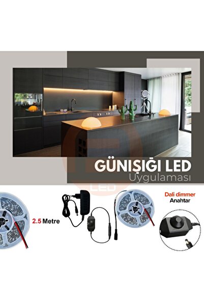 AmberLED 2.5 Metre Şerit Led İç Mekan Tak Çalıştır Çevirmeli Dimmer Anahtar V...