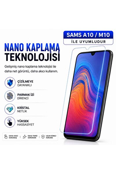 Powerfox واقي شاشة زجاجي نانو متوافق مع سامسونج A10/M10 |   مقاومة للخدوش 9H+...