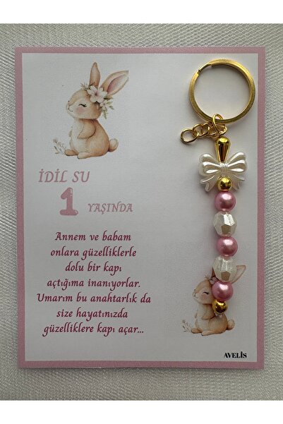 İ&DBABY 24 Adet Kişiye Özel Tavşan Figürlü İnci Boncuklu Fiyonk Detaylı Hediy...