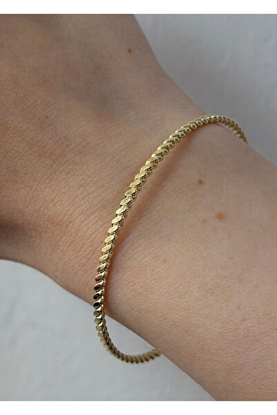 KİLİGİSTANBUL Gold Yassi Twisted Bracelet