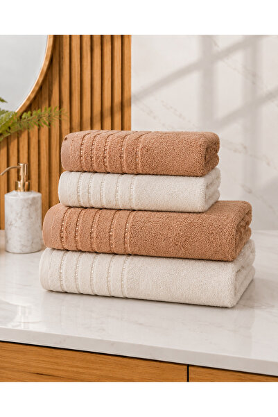 Newsevinç Ev Tekstili Cotton Boxed Bath Set 4 Piece Bath Towel and Hand Face ...