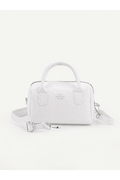 SHAKA Patterned White Patent Leather Shk184 Faux Leather, Single Compartment ...