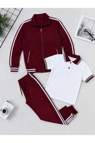 SADEN School Sportswear Set 3 Pieces T-Shirt = Zippered Jacket = Pants