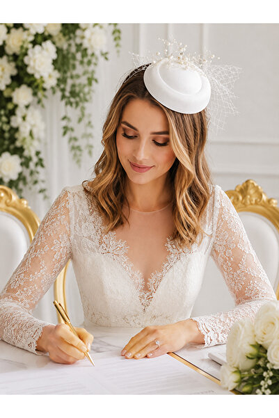 bba new trend Vualet Şapka Fascinator Nişan Söz Nikah Kına Düğün Mezuniyet Da...