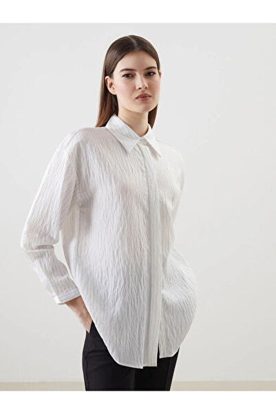 LC Waikiki Ecru Striped Oversize Women's Shirt Tunic