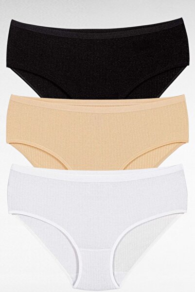 Yıldız Çamaşır Yildiz 100% Cotton 6-Pack Striped Bato Panties Set - High Wais...