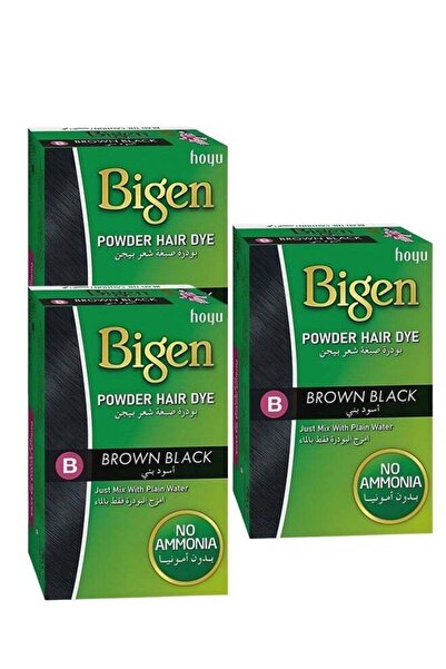 BİGEN 3 Pieces Hair Dye Powder Brown and Black with Regular Water Ammonia-Fre...