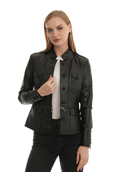 BUENO Black Leather Coat