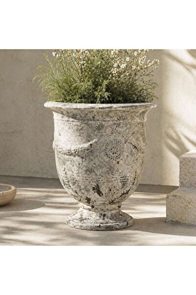 PAN HOME Martin Cement Vintage Footed Planter 60x60x68cm - Beige