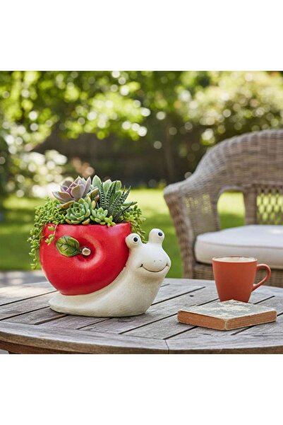 PAN HOME Snail Magnesia Planter 29x20x19cm - Red