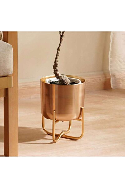 PAN HOME Ida Metal Planter with Stand 18x18x20cm- Gold