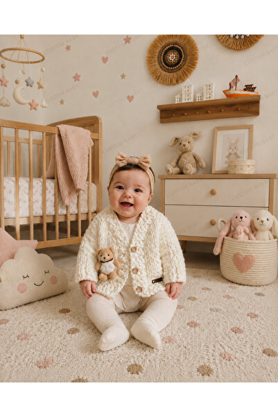 El örgüsü Unisex Bebek Hırkası Ayıcık Detaylı Premium Tasarım Yumuşak Dokulu ...