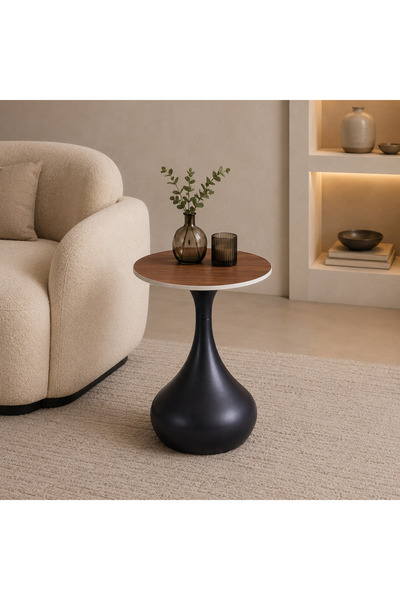 Mily Modern ceramic side table with a water drop design