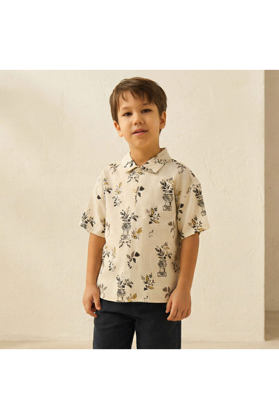 ELIGO Short Sleeves Shirt with Floral Print