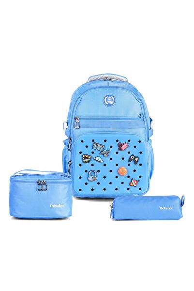 Relaxion Set of 3 Children's Primary School Bags with Pen Holder and Lunch Ba...