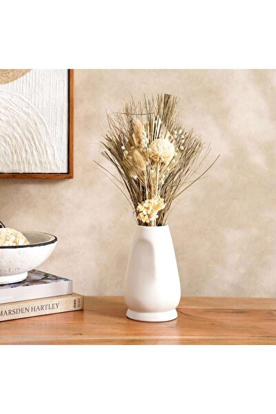 PAN HOME Flair Dried Plants Decor in Ceramic Vase 10.5x10.5x40cm- Natural