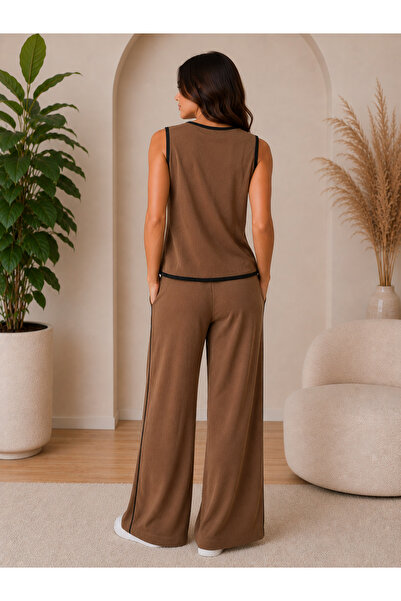 Kokosh moda Set din două piese pentru femei, elegant și confortabil, cu detaliu nasturi, vestă din in fără mâneci și pantaloni