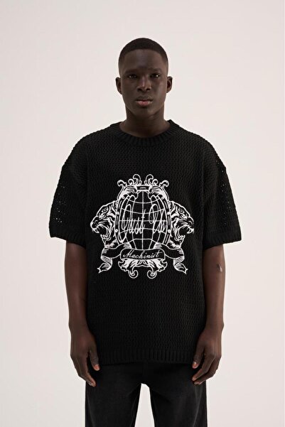 Machinist Tricou pentru bărbați MCHNST Kaplan Detailed Knitwear, negru