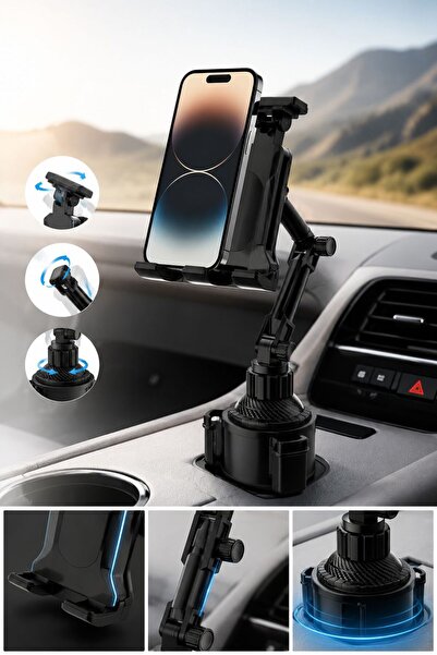 kawigo Araç İçi Bardaklık Telefon Tutucu | 360° Dönebilen Ayarlanabilir Universal Telefon Standı