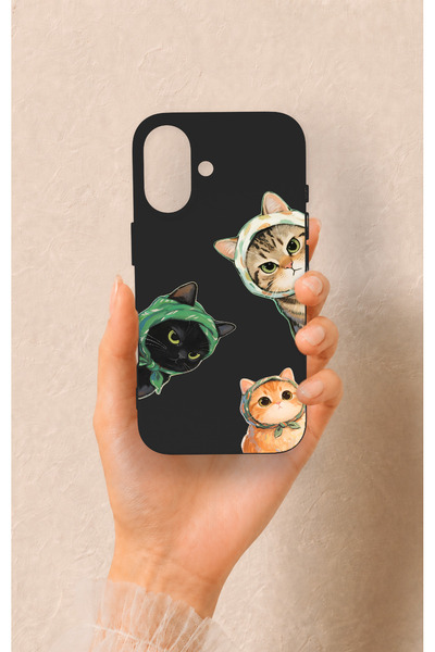 Vip Case iPhone 16 Uyumlu Kedi Ekibi Desenli Silikon Kılıf