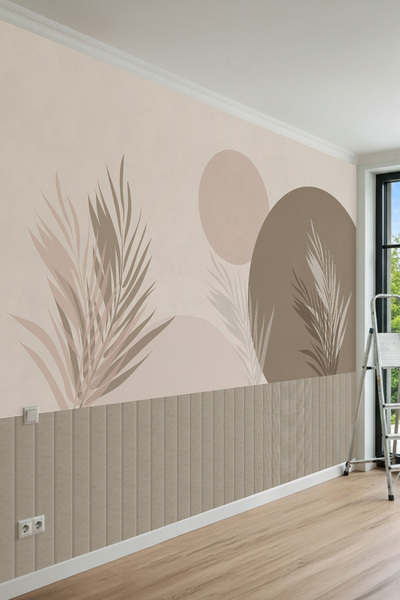 dreamwall Bohem Yapraklar ve Çıta Görünümlü Tek Parça Tekstil Duvar Kağıdı