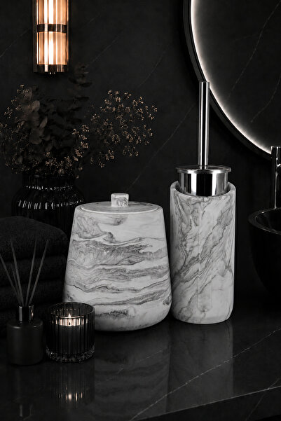 betonmall Modern Concrete Bathroom Accessory Set - 4-Piece Handmade Decorativ...